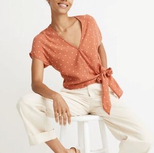 Madewell Women's Size XXS Side Tie Polka Dot Top